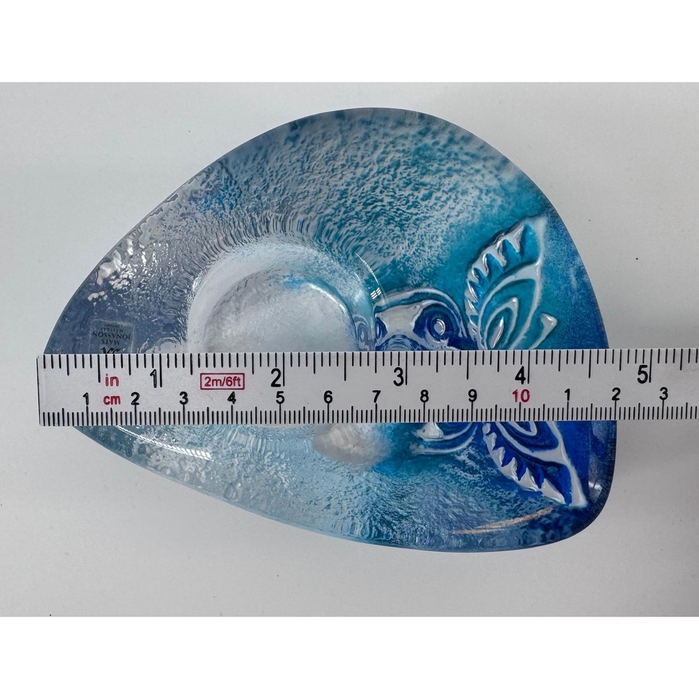 Mats Jonasson Maleras Crystal Butterfly Votive Blue Swirl Art Glass Sweden - Picture 12 of 15